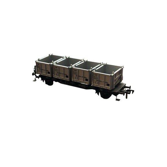 Fleischmann DB WASTE CONTAINER Wagon Eoskrt 712825 w/4 Containers - HO Gauge VGC - Picture 1 of 7